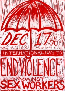 Poster- International Day to End Violence Against Sex Workers (Linocut)